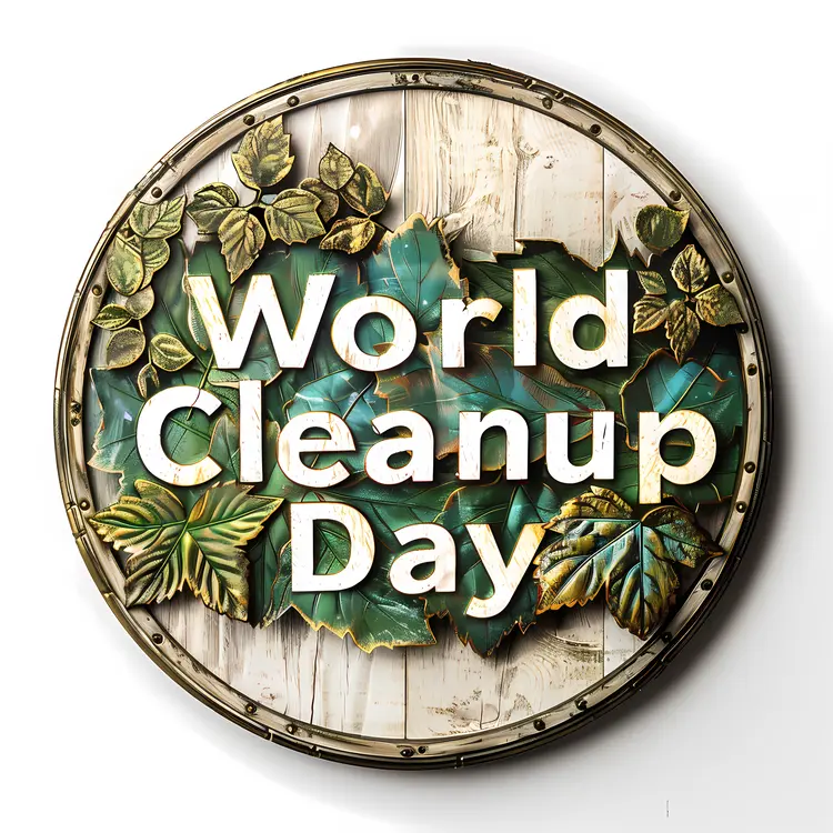 World Cleanup Day with Leaves and Wood