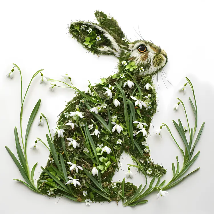 Snowdrop Rabbit Plant Art