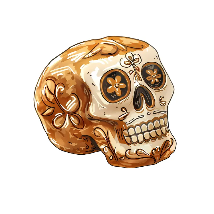 Decorated Skull with Flowers for Day of the Dead