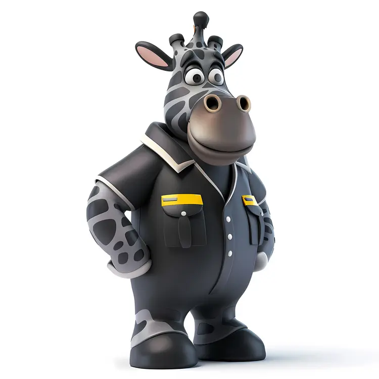 Cartoon Giraffe in Uniform