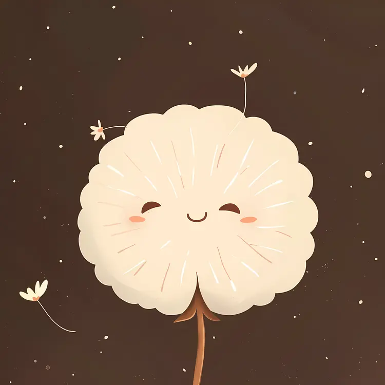 Cute Dandelion with Face Illustration