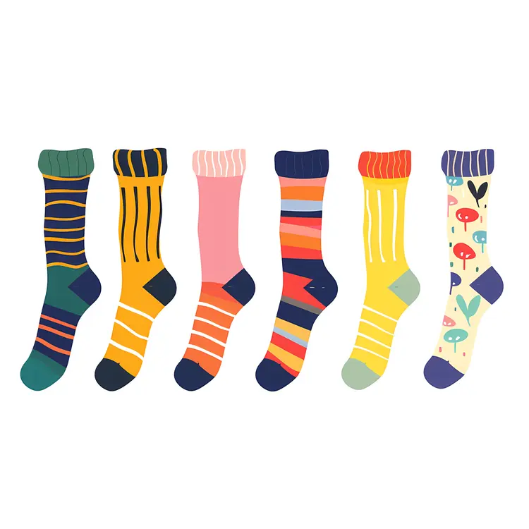 Patterned Socks with Stripes and Polka Dots