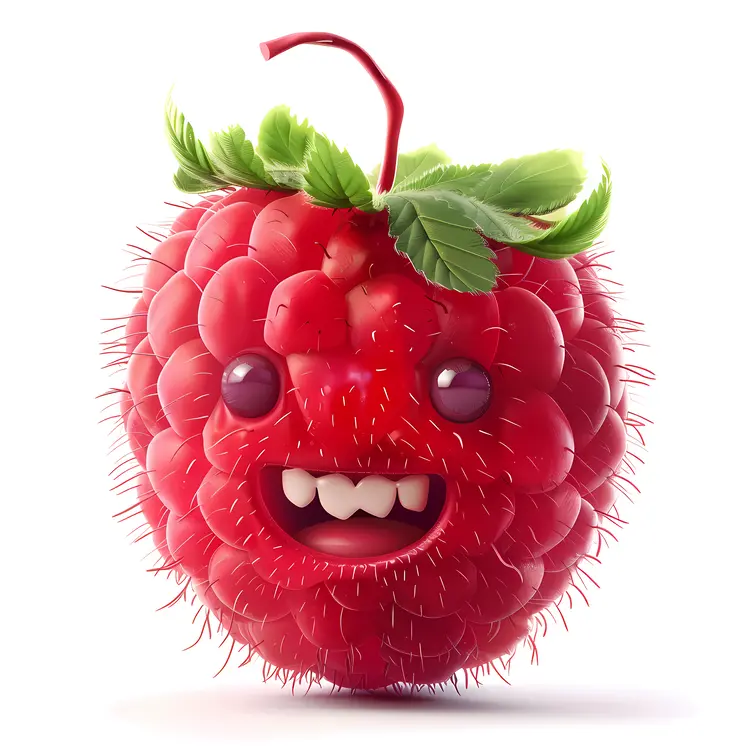 Smiling Red Raspberry Cartoon