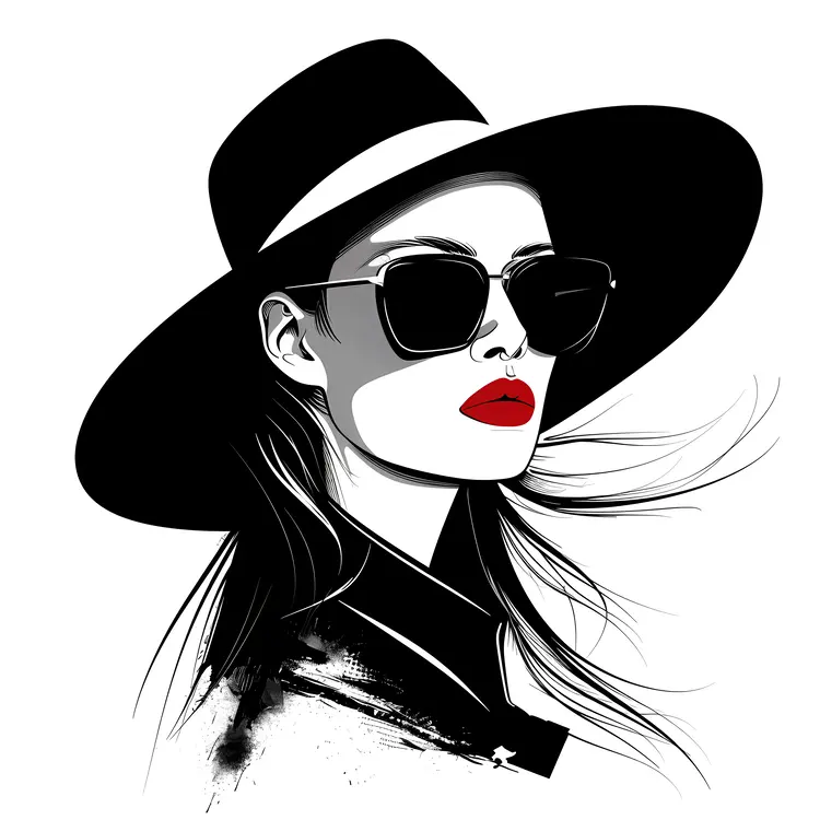 Elegant Woman with Hat and Sunglasses