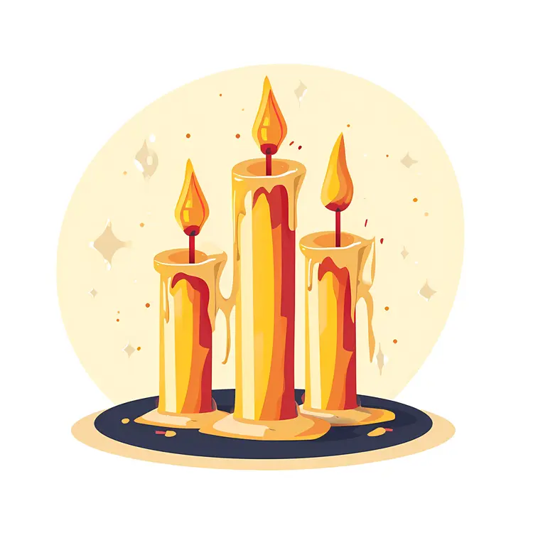 Yellow Melting Candles on a Plate