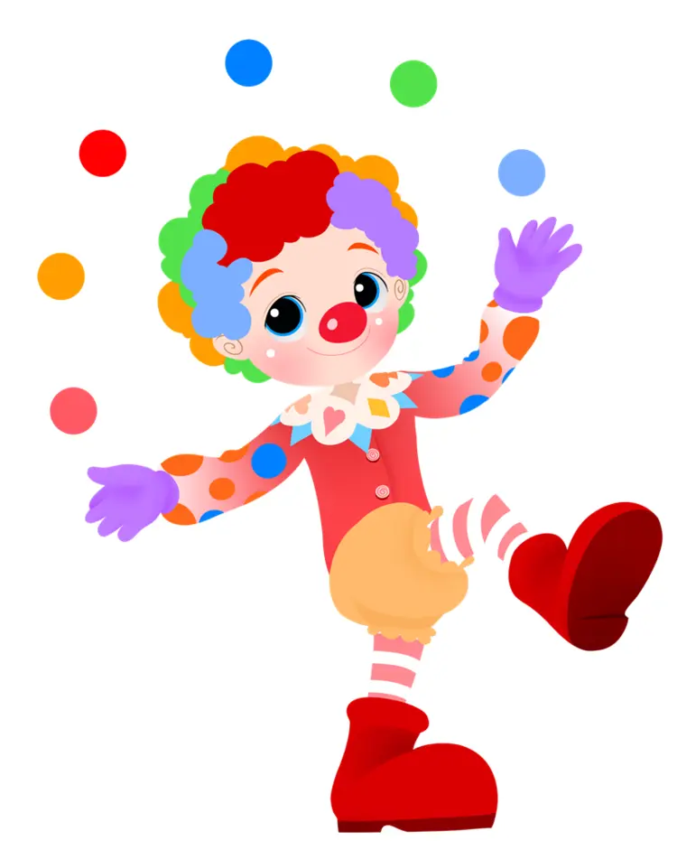 Cartoon Clown Juggling Balls