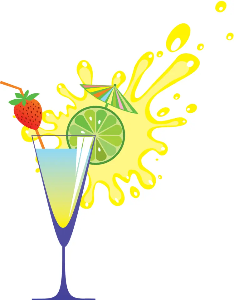 Tropical Cocktail with Lime and Strawberry