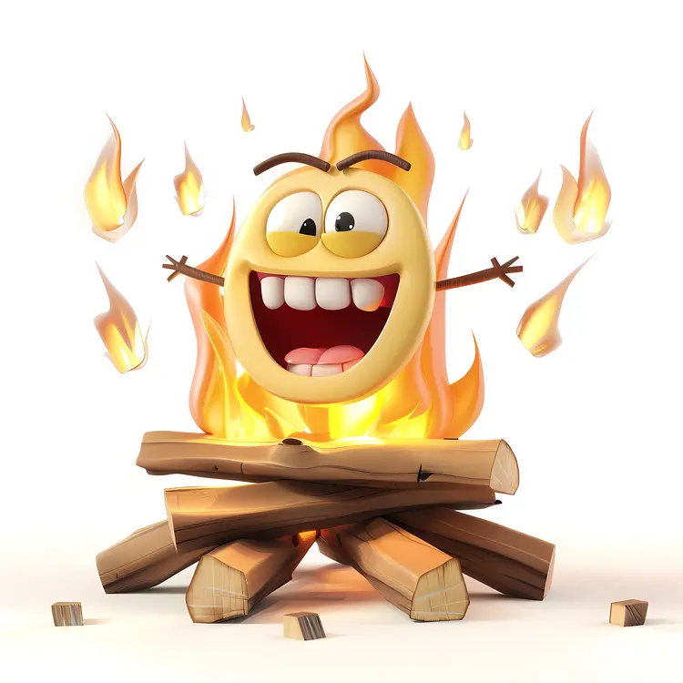 Happy Campfire Emoji Cartoon