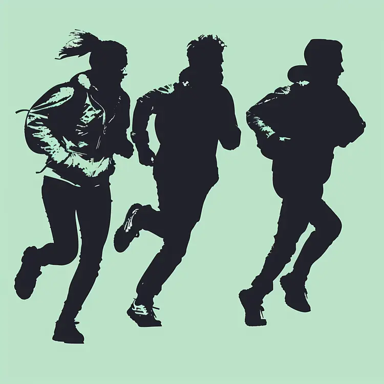 Silhouette of Runners in Motion