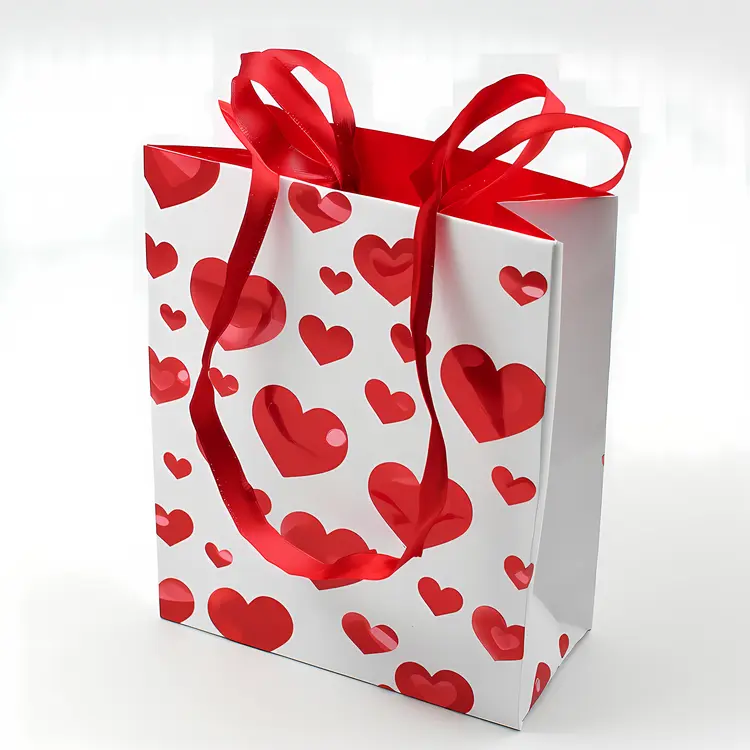 White Heart Gift Bag for Valentine's Day