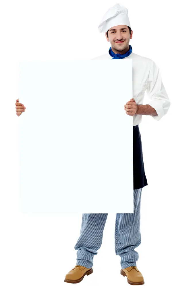 Chef Holding Blank Sign