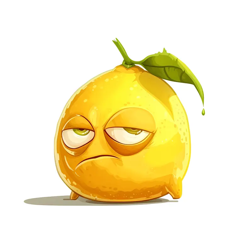 Cartoon Lemon with Leaf