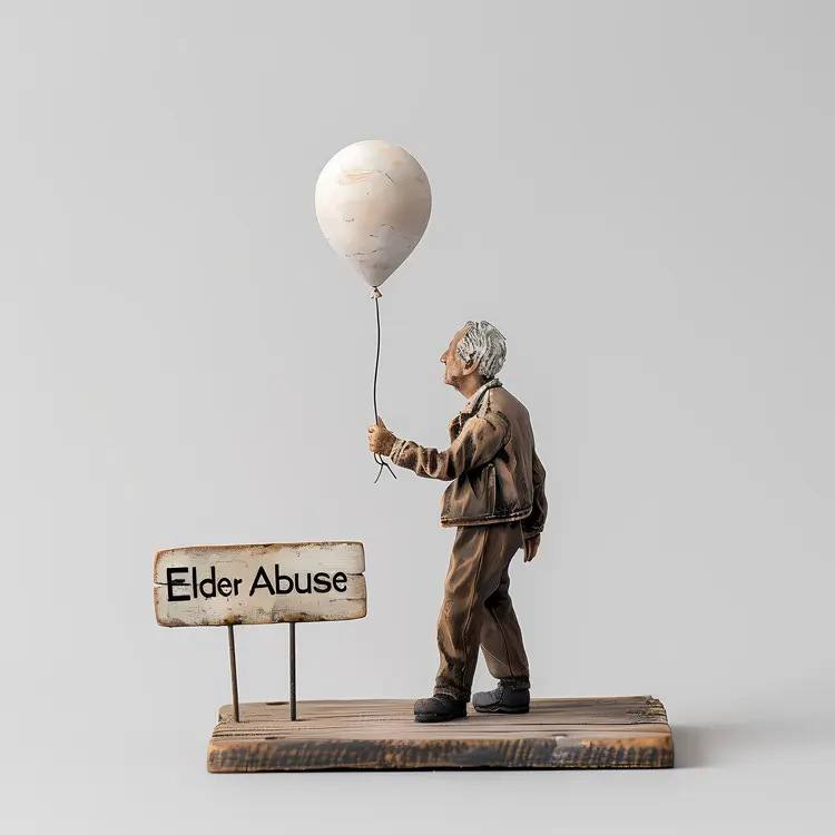 Elderly Man Holding a Balloon with Sign