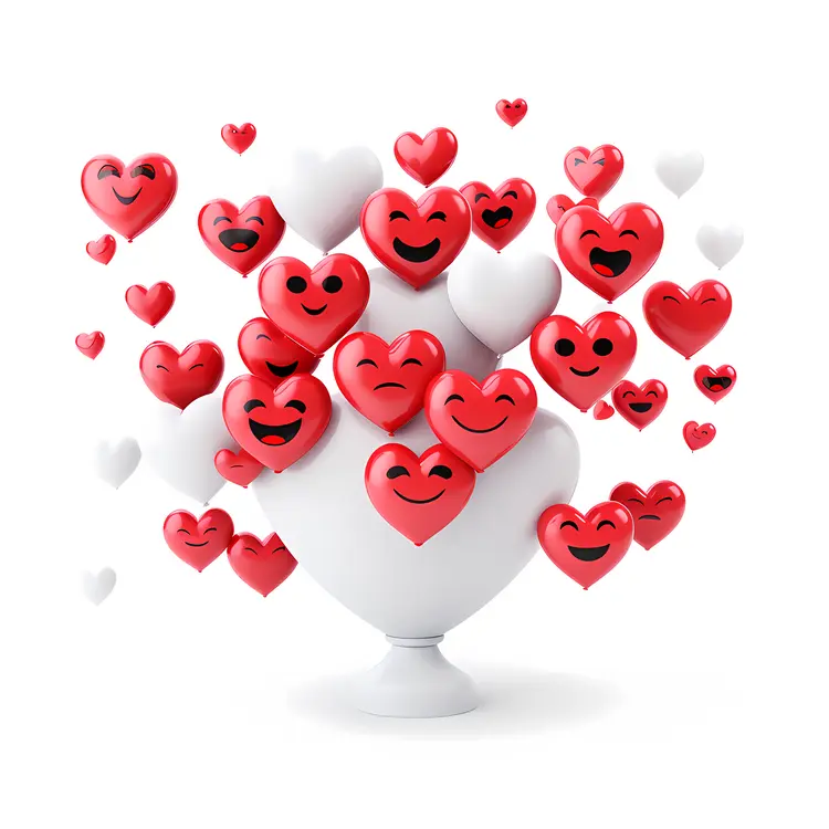 Red and White Heart Balloons