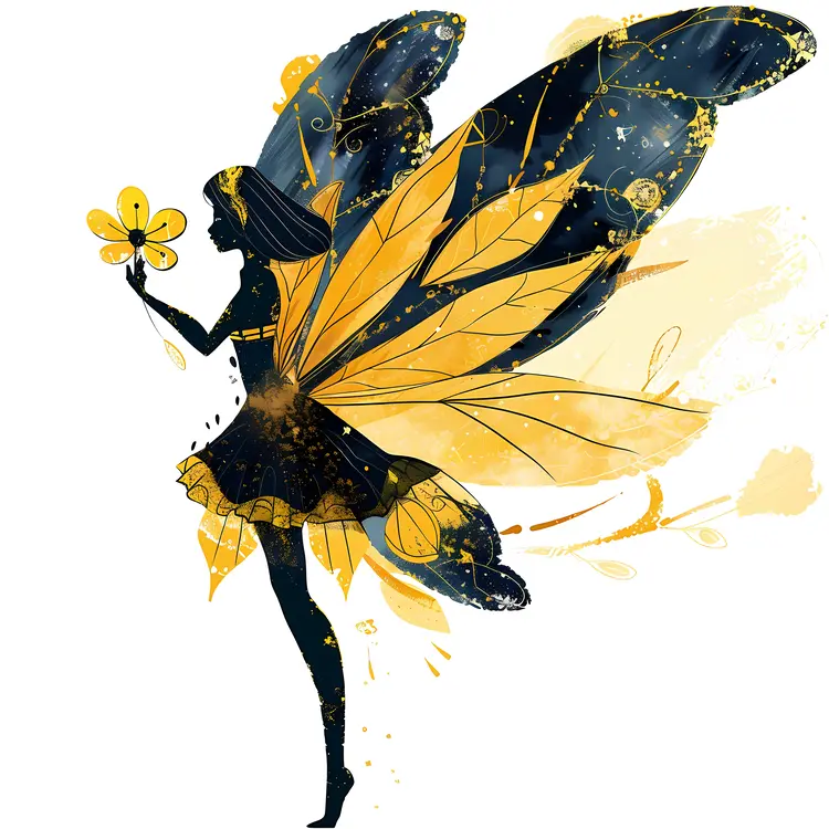 Yellow Fairy Holding a Flower