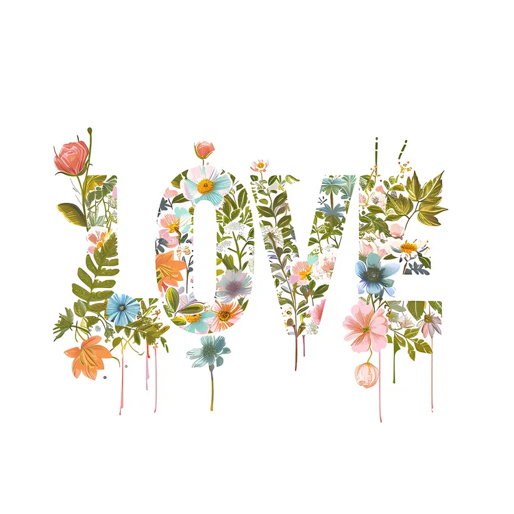 Floral LOVE Text Art