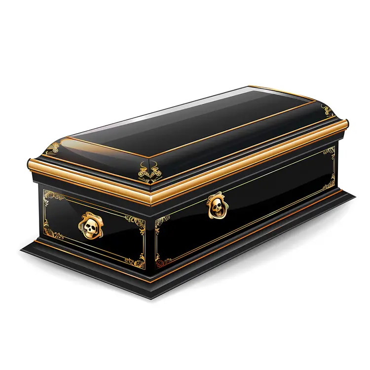 Luxurious Black Coffin with Gold Accents