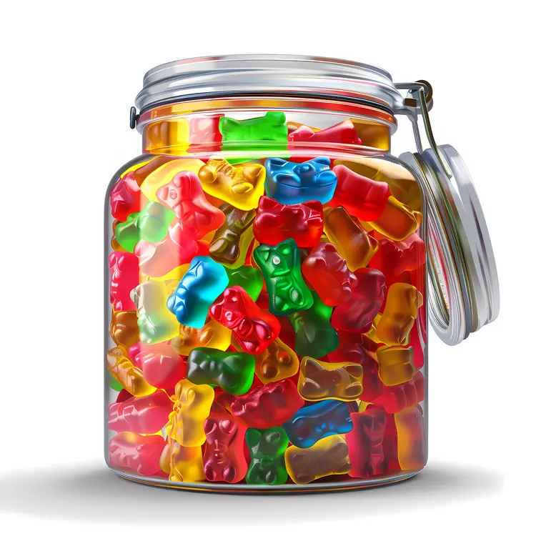 Colorful Gummy Bears in a Jar