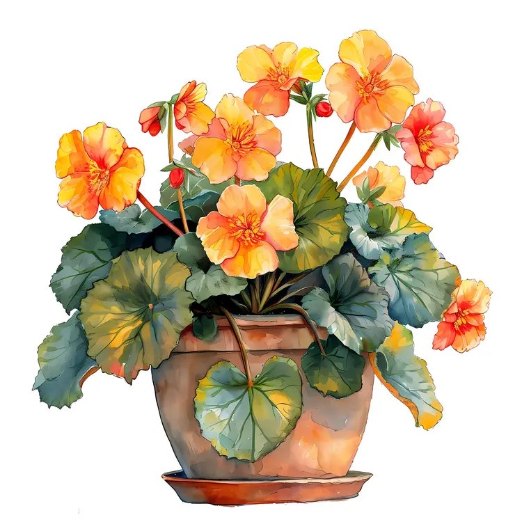 Yellow and Orange Flowers in a Pot