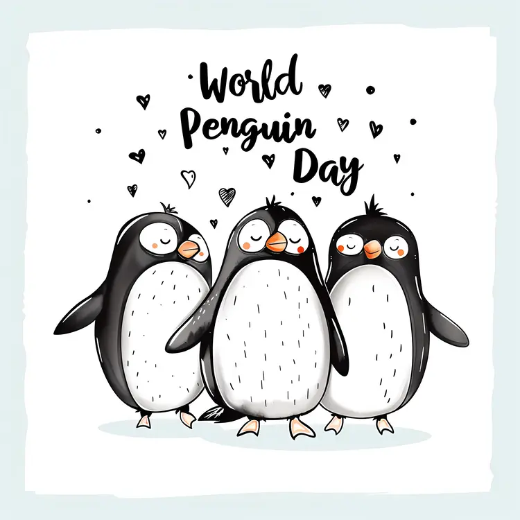 Cute penguins celebrating World Penguin Day