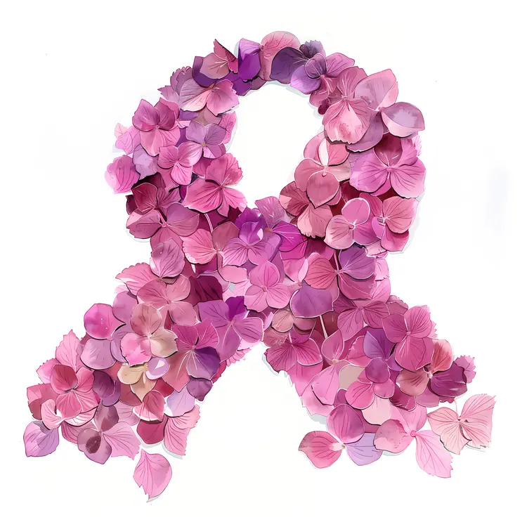 Pink Ribbon Made of Flowers