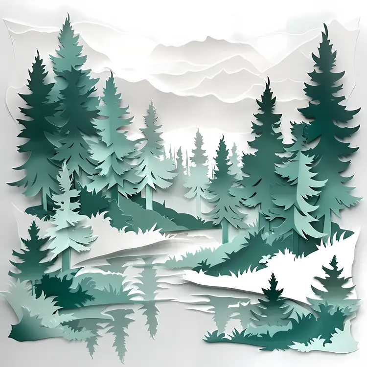 Forest with river illustration