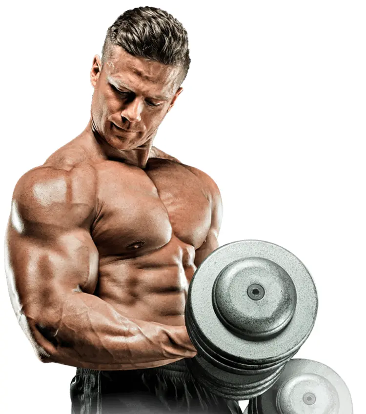 Muscular Man Lifting Heavy Dumbbell