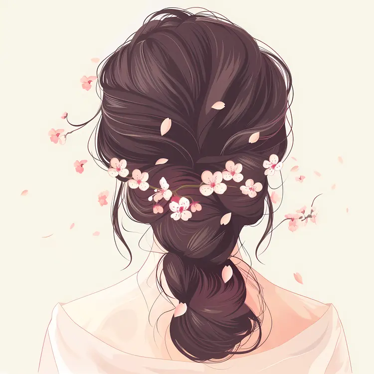 Elegant Braided Hair with Pink Flowers