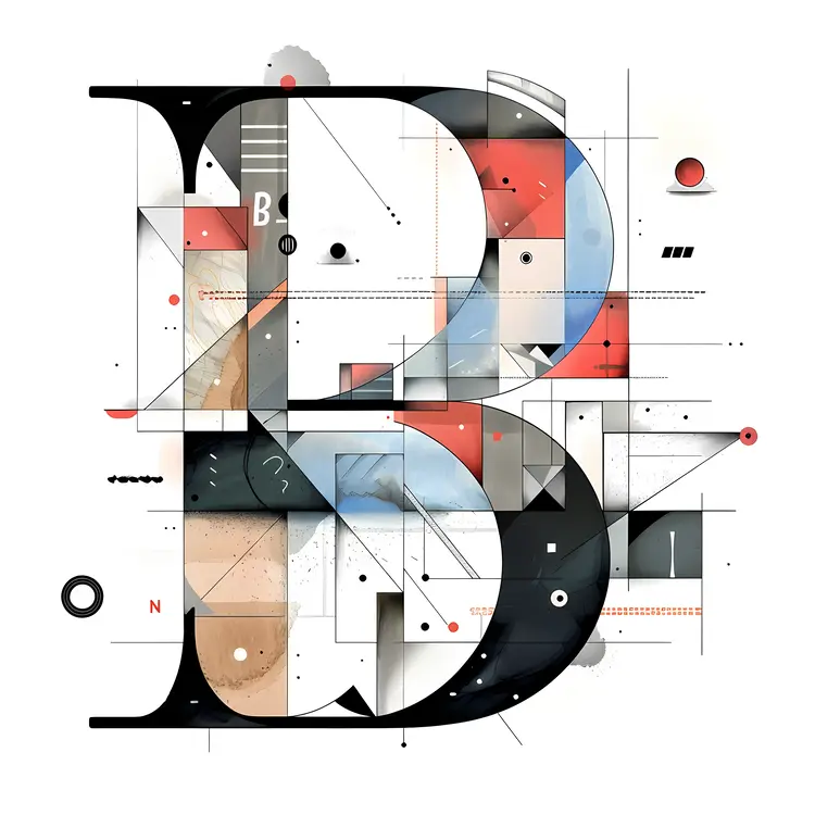 Geometric Letter B with Abstract Design