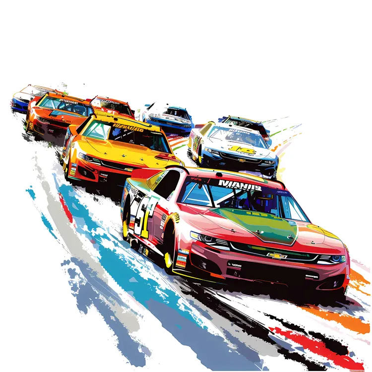 Group of Race Cars on Track