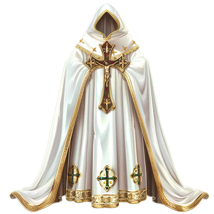 White Robe with Cross and Gold Trim