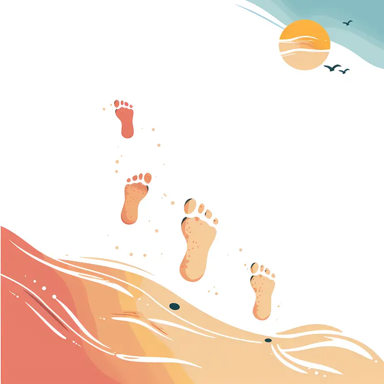 Footprints on Sandy Beach