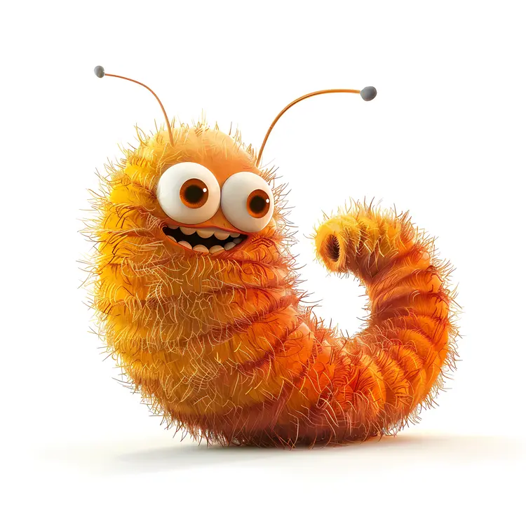Orange Furry Worm Character