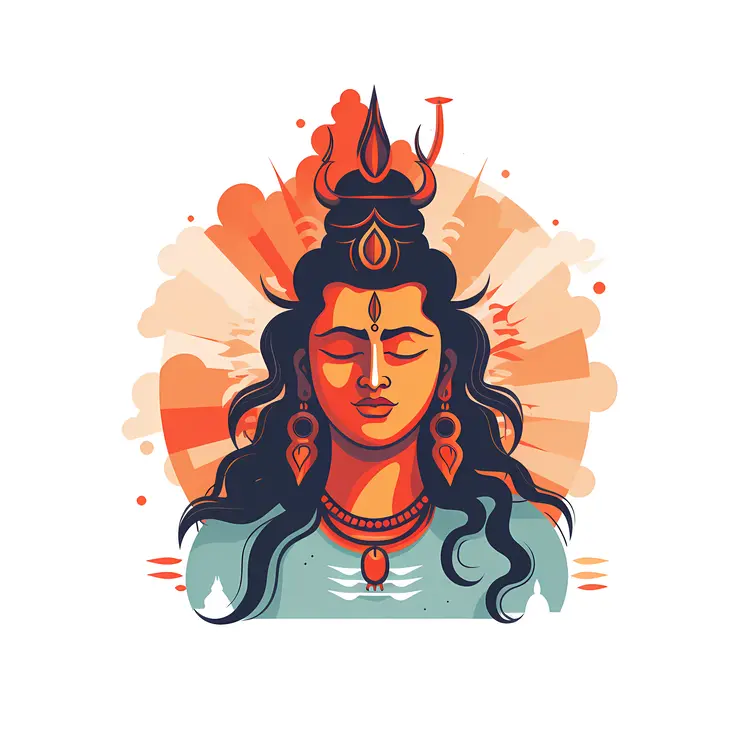 Shiva with Sunburst Background