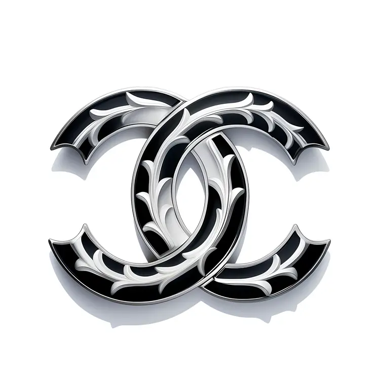 Intricate Chanel Logo in Black and Silver