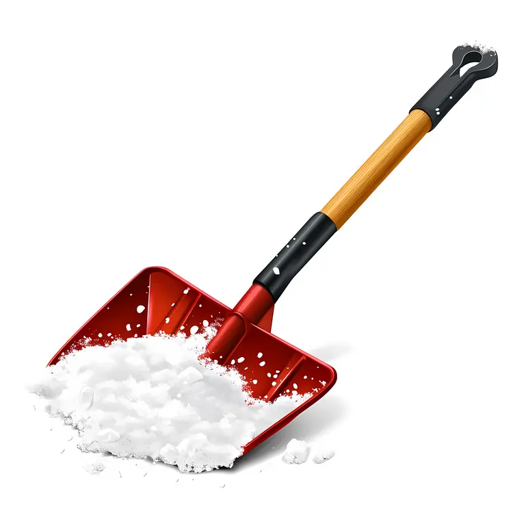 Red Snow Shovel with Snow