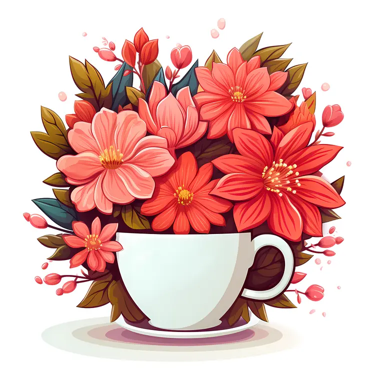 Beautiful Red and Pink Flowers in a Cup
