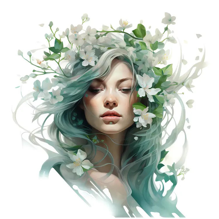 Woman with Floral Hair