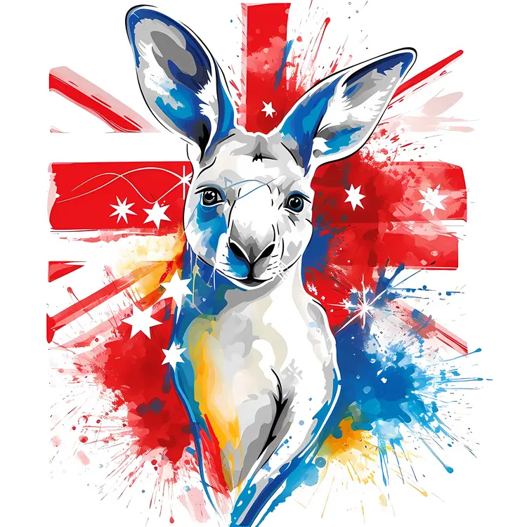 Kangaroo with Australian Flag Background