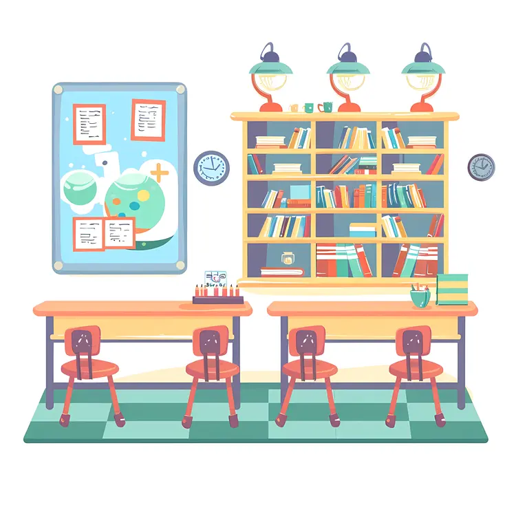 Science Classroom with Desks and Chairs