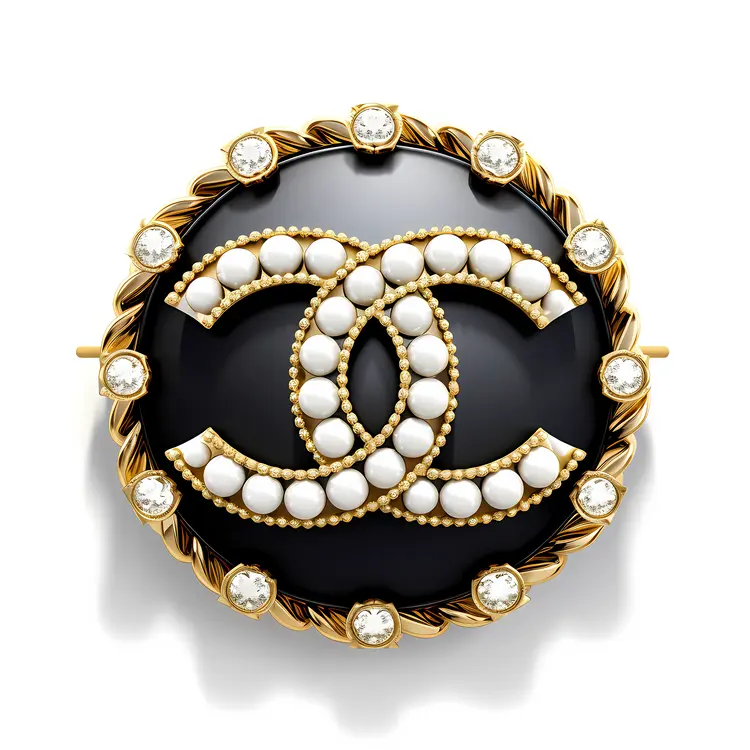 Chanel Logo with Pearls and Gold