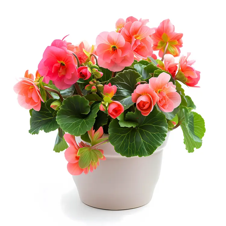 Pink Flowers in a White Pot