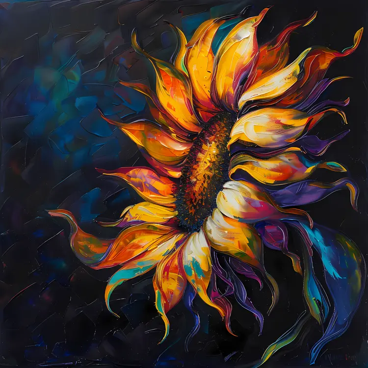 Colorful Abstract Sunflower Painting