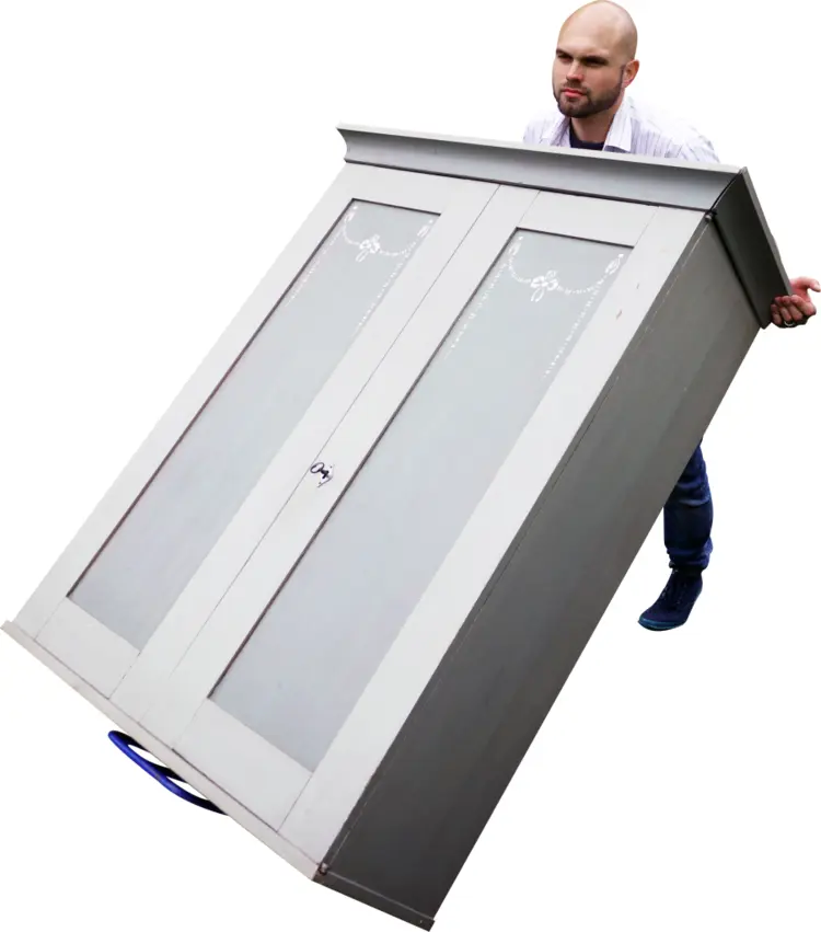 Man Carrying Cabinet