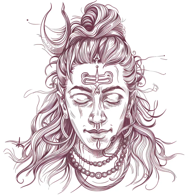 Intricate Line Art of Shiva