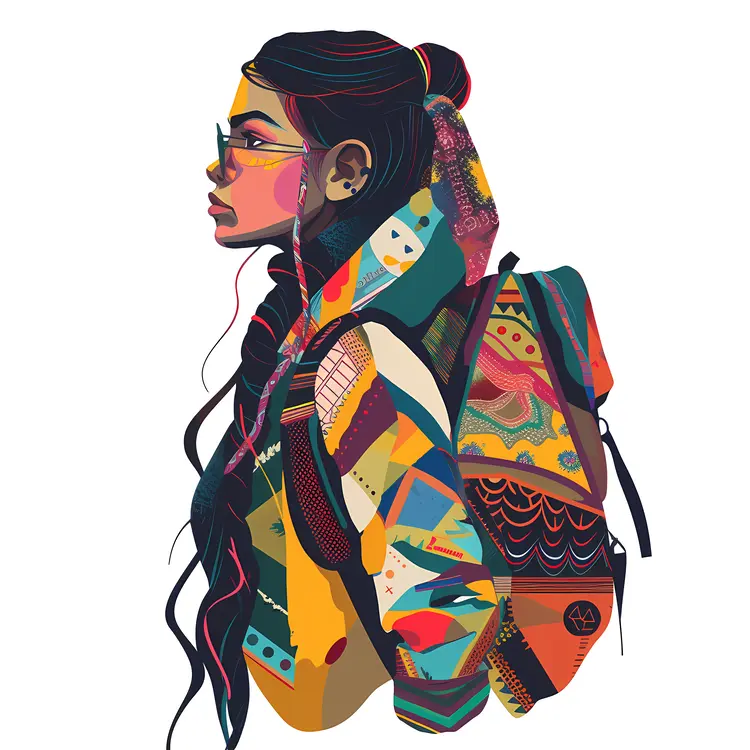 Stylish Girl with Backpack Illustration