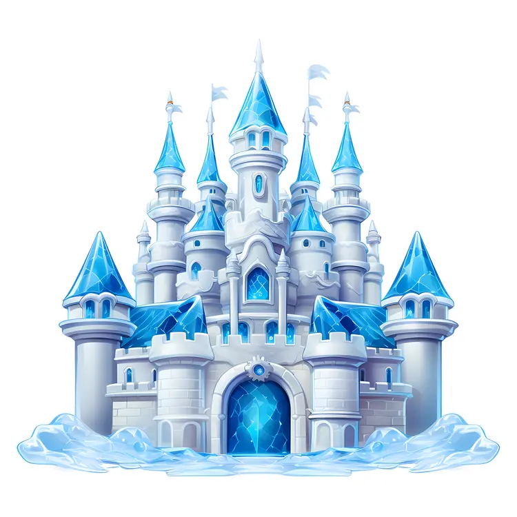 Majestic Ice Castle with Blue Turrets