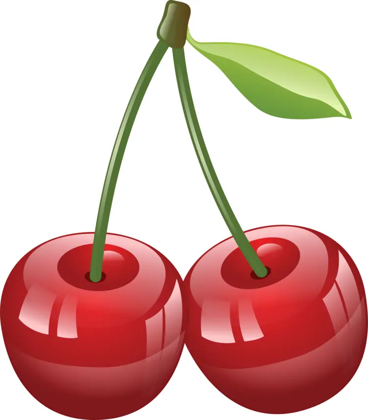 Red Cherries with Leaf