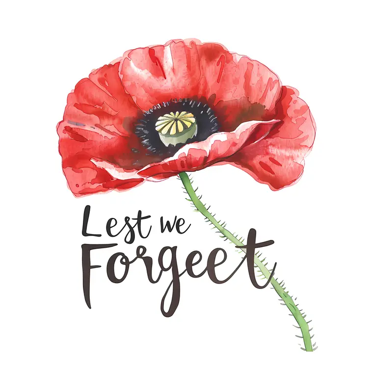 Red Poppy with Lest We Forget