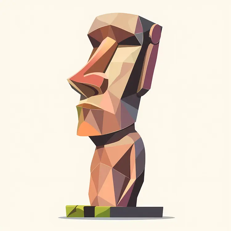 Geometric Moai Statue Illustration